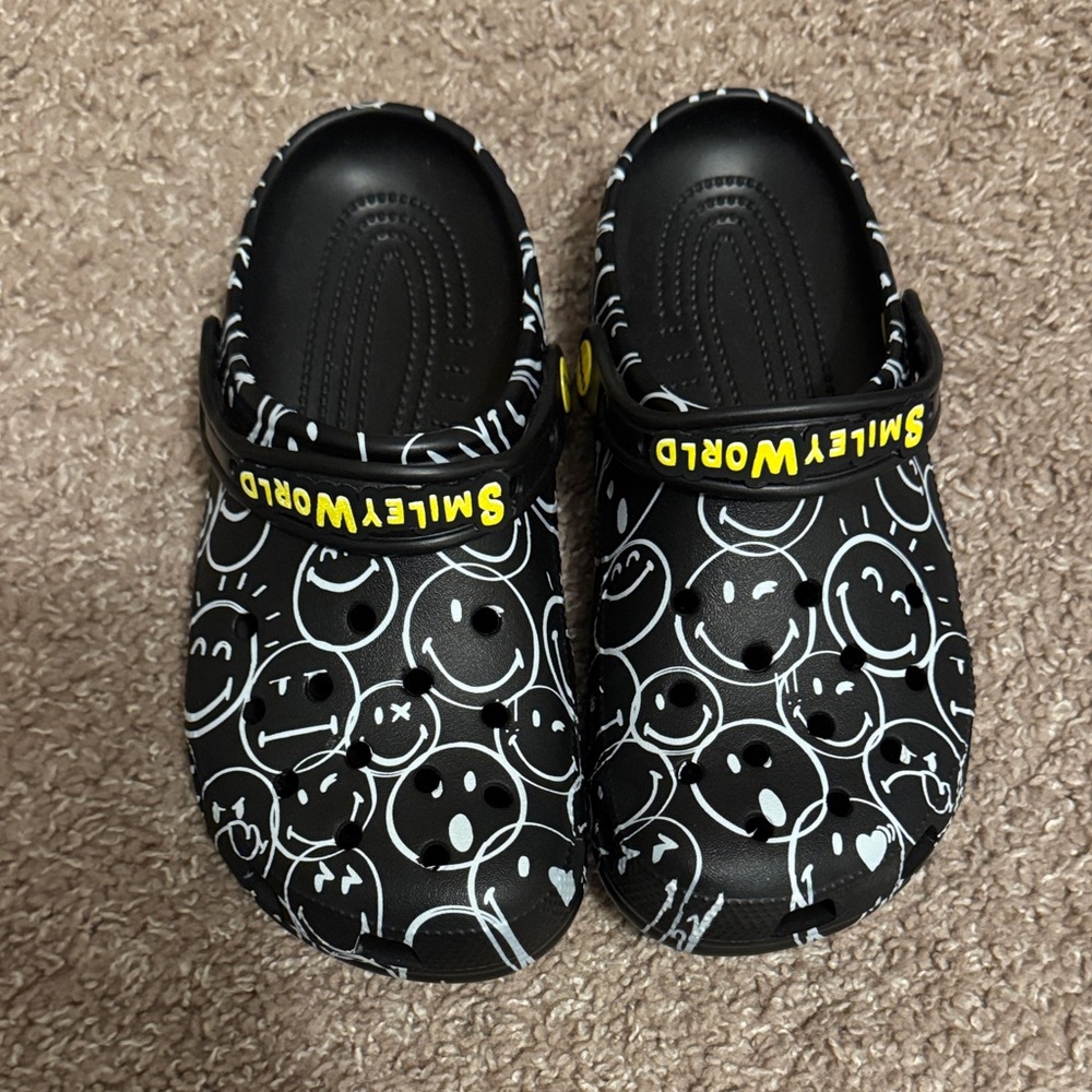 Smiley World Black and White Crocs